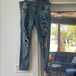 Rue21 Men's Distressed Skinny Jeans - Blue 34/32